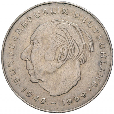 2 марки 1977 года J Западная Германия (ФРГ) «Теодор Хойс»