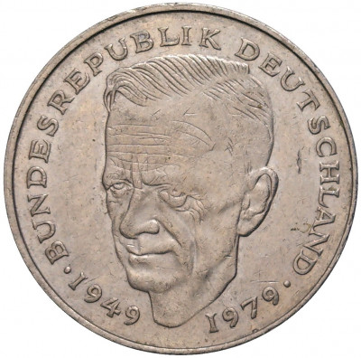 2 марки 1989 года F Западная Германия (ФРГ) «Курт Шумахер»