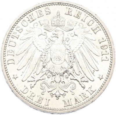 3 марки 1911 года Германия (Вюртемберг) «25 лет свадьбе Вильгельма II и Шарлотты»