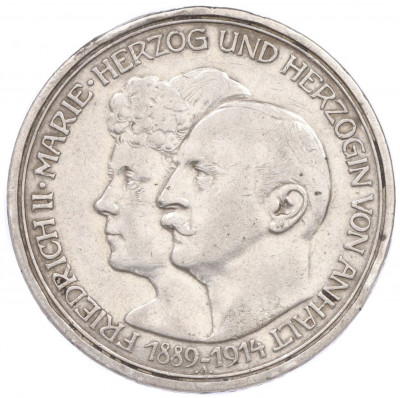 3 марки 1914 года Германия (Ангальт) «25 лет свадьбе Фридриха II и Марии Баденской»