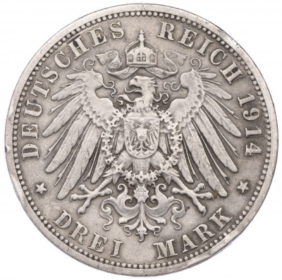 3 марки 1914 года Германия (Ангальт) «25 лет свадьбе Фридриха II и Марии Баденской»