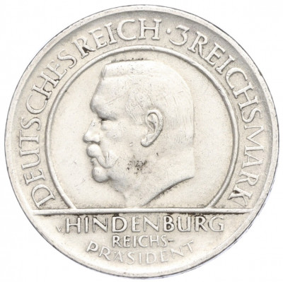 3 рейхсмарки 1929 года D Германия «10 лет Веймарской конституции»