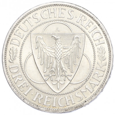 3 рейхсмарки 1930 года Германия «Освобождение Рейнской области (Рейнланда)»