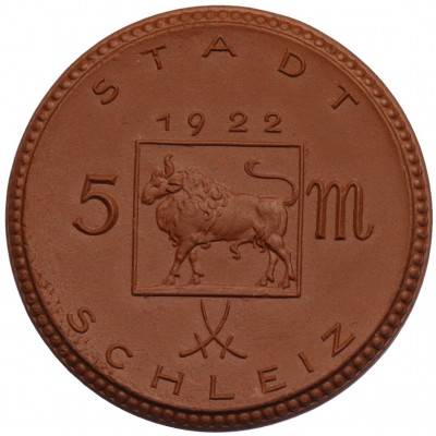 5 марок 1922 года Германия — город Шляйц (Нотгельд)