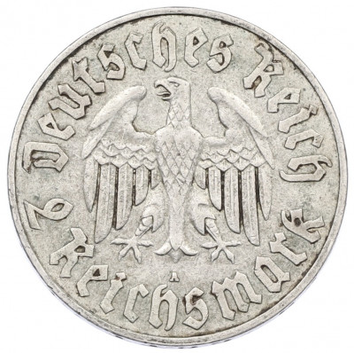 2 рейхсмарки 1933 года A Германия «450 лет со дня рождения Мартина Лютера»