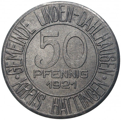 50 пфеннигов 1921 года Германия — город Линден-Дальхаузен (Нотгельд)