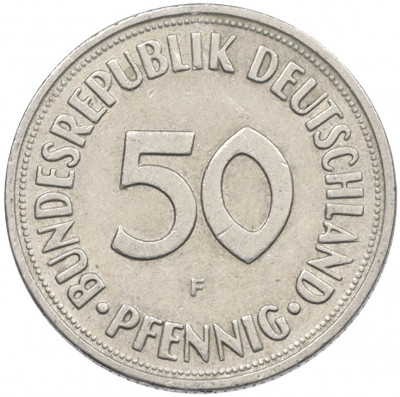 50 пфеннигов 1950 года F Западная Германия (ФРГ)