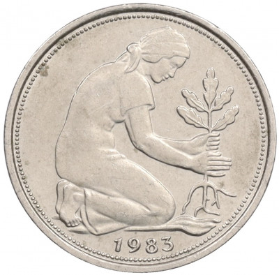 50 пфеннигов 1983 года F Западная Германия (ФРГ)