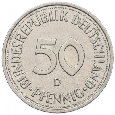 50 пфеннигов 1985 года D Западная Германия (ФРГ)