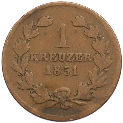 1 крейцер 1851 года Баден