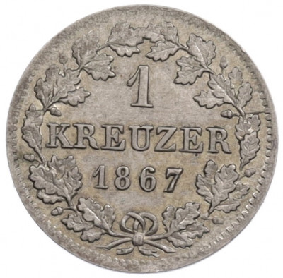 1 крейцер 1867 года Бавария