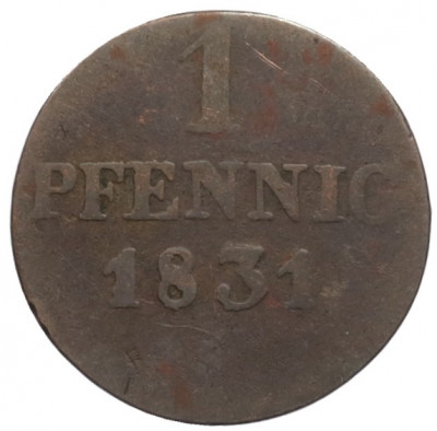 1 пфенниг 1831 года Саксония