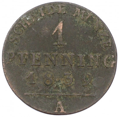 1 пфенниг 1839 года Пруссия
