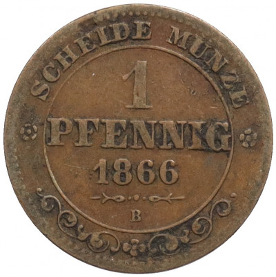 1 пфенниг 1866 года Саксония
