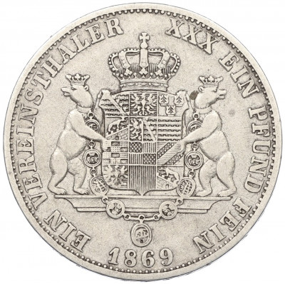 1 союзный талер 1869 года Ангальт-Дессау