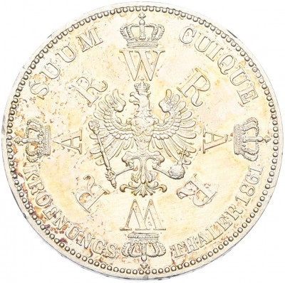 1 талер 1861 года Пруссия «Коронация Вильгельма I и Августы»