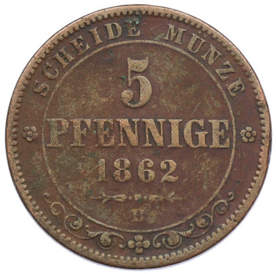 5 пфеннигов 1862 года Саксония