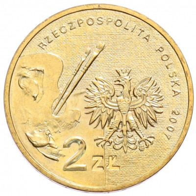2 злотых 2007 года Польша «Художники Польши 19-20 века — Леон Ян Вычулковский»