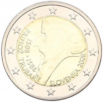 2 евро 2008 года Словения «500 лет со дня рождения Приможа Трубара»