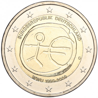 2 евро 2009 года G Германия «10 лет монетарной политики ЕС (EMU) и введения евро»