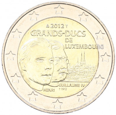 2 евро 2012 года Люксембург «100 лет со дня смерти Великого герцога Люксембургского Вильгельма IV»