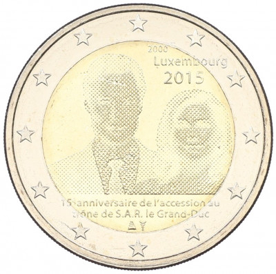 2 евро 2015 года Люксембург «15-летие вступления на престол Великого Герцога Анри»