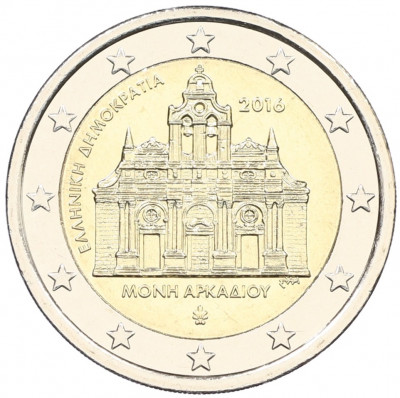 2 евро 2016 года Греция «150-летие поджога монастыря Аркади»