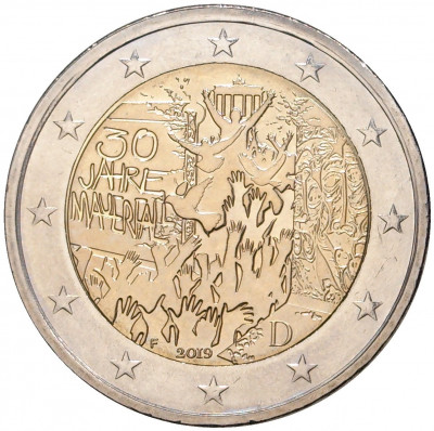 2 евро 2019 года F Германия «30 лет падению Берлинской стены»