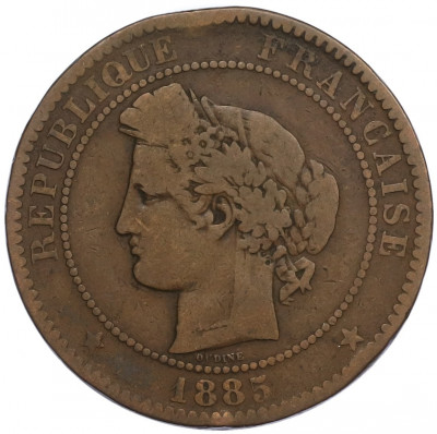 10 сантимов 1885 года А Франция