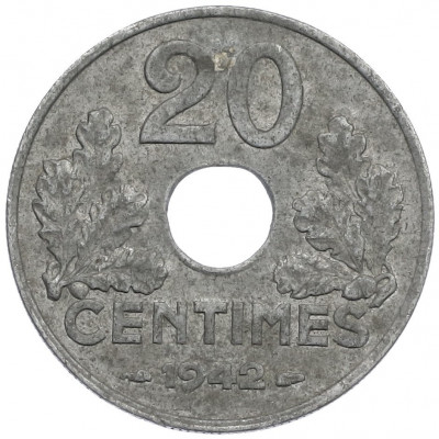 20 сантимов 1942 года Франция