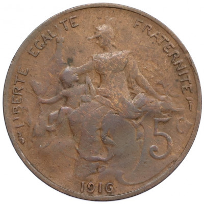 5 сантимов 1916 года Франция
