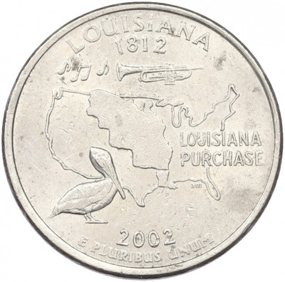 1/4 доллара (25 центов) 2002 года P США «Штаты и территории — Луизиана»