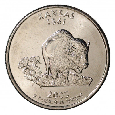25 центов (1/4 доллара) 2005 года Р США «Штаты и территории — Канзас»