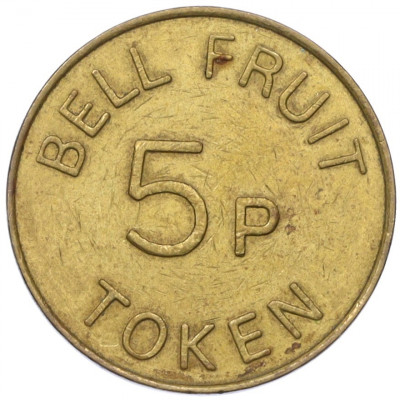 Жетон для игровых автоматов казино компании «Bell Fruit» 5 пенсов Великобритания