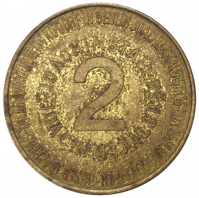 Жетон 1975 года «2 иоахимсталера» Германия (Берлин)