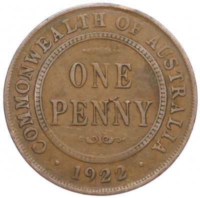 1 пенни 1922 года Австралия
