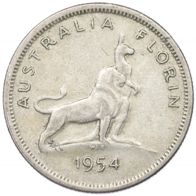 1 флорин 1954 года Австралия «Королевский визит в Австралию»