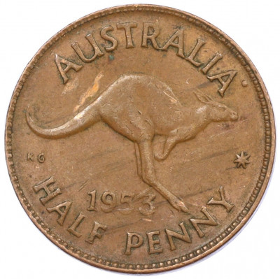 1/2 пенни 1953 года Австралия