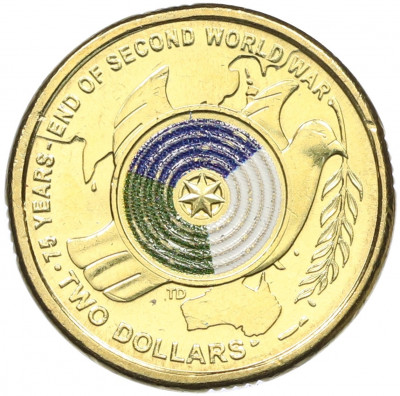 2 доллара 2020 года Австралия «75 лет окончанию Второй мировой войны»