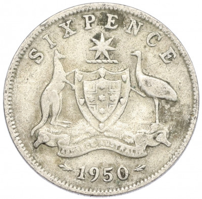 6 пенсов 1950 года Австралия