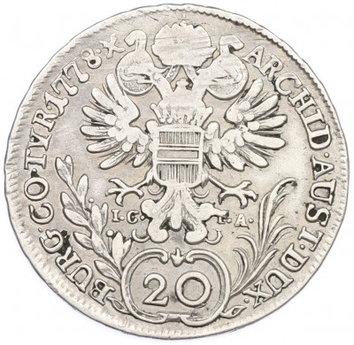 20 крейцеров 1778 года Австрия (Мария Терезия — Орел со щитом Австрии)