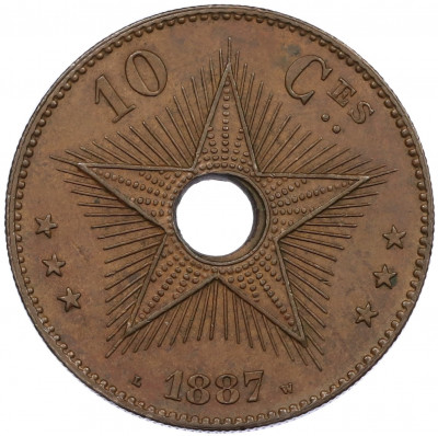 10 сантимов 1887 года Свободное государство Конго (Бельгийское Конго)