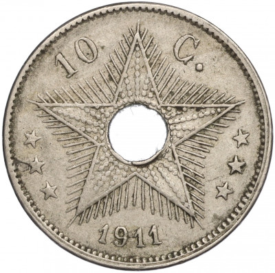 10 сантимов 1911 года Бельгийское Конго