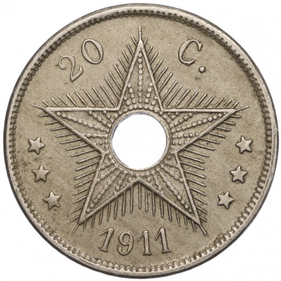 20 сантимов 1911 года Бельгийское Конго