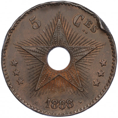 5 сантимов 1888 года Свободное государство Конго (Бельгийское Конго)
