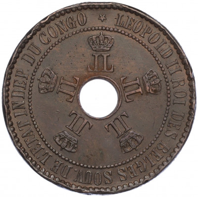 5 сантимов 1888 года Свободное государство Конго (Бельгийское Конго)
