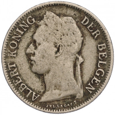 50 сантимов 1928 года Бельгийское Конго — легенда на фламандском (BELGISH CONGO / DER BELGEN)