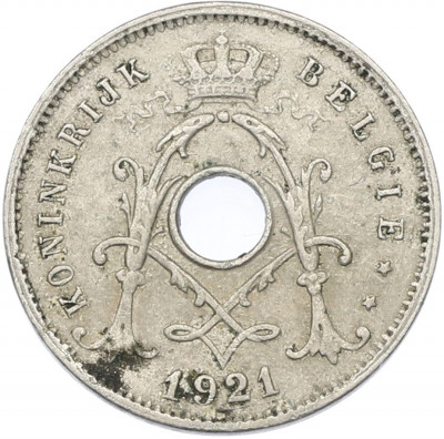 5 сантимов 1921 года Бельгия — Надпись на фламандском (BELGIE)