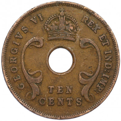 10 центов 1945 года SA Британская Восточная Африка