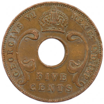 5 центов 1942 года Британская Восточная Африка